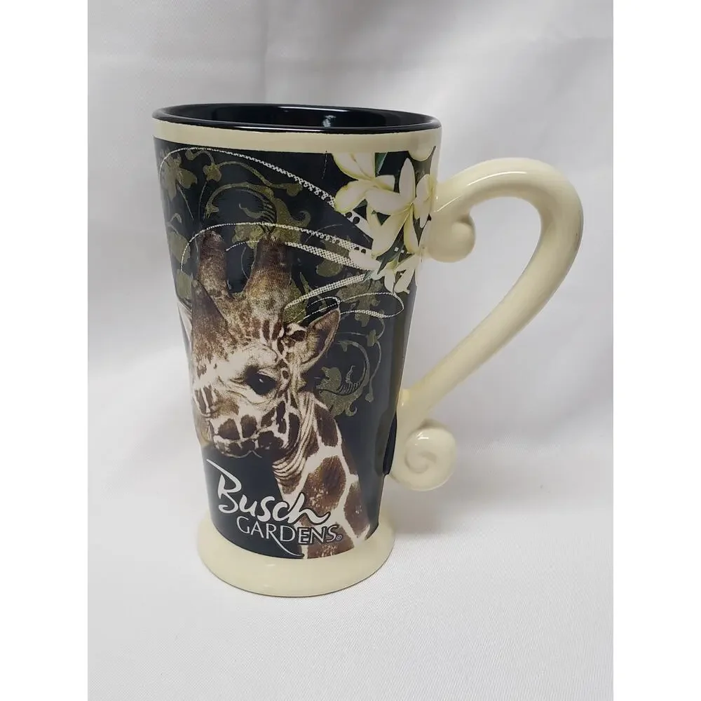 Busch Gardens Large Giraffe Glass Coffee Mug Theme Park Souvenir Cup